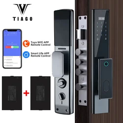 TIAGO A2 TUYA WIFI Remote Unlock Temporary Password Fingerprint Magnetic Card Password Key Fully Automatic Smart Door Lock