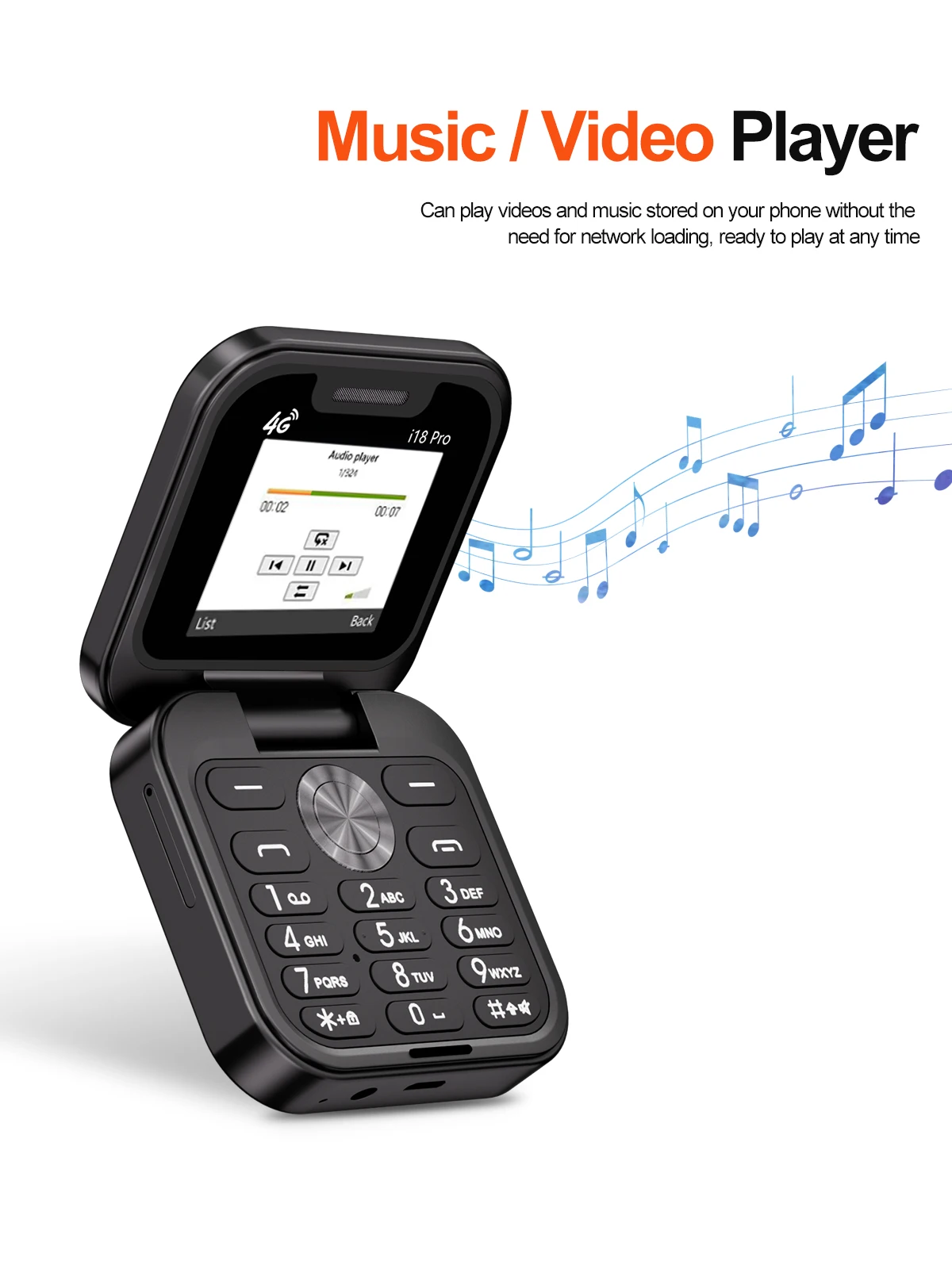 2026 NEW SERVO I18 Pro Flip Mobile Phone 4G LTE Type-C Call Recording FM Radio Blacklist Dual SIM 1.77' Mini Fold Cellphone