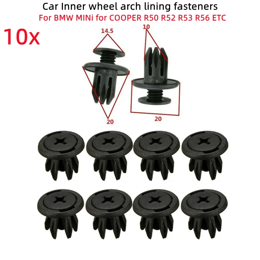 10x Inner Wheel Arch Liner Fastener Clips For BMW Mini Cooper R R50 R52 R53 R56 Car Rivets Fender Bumper Retainer Accessary