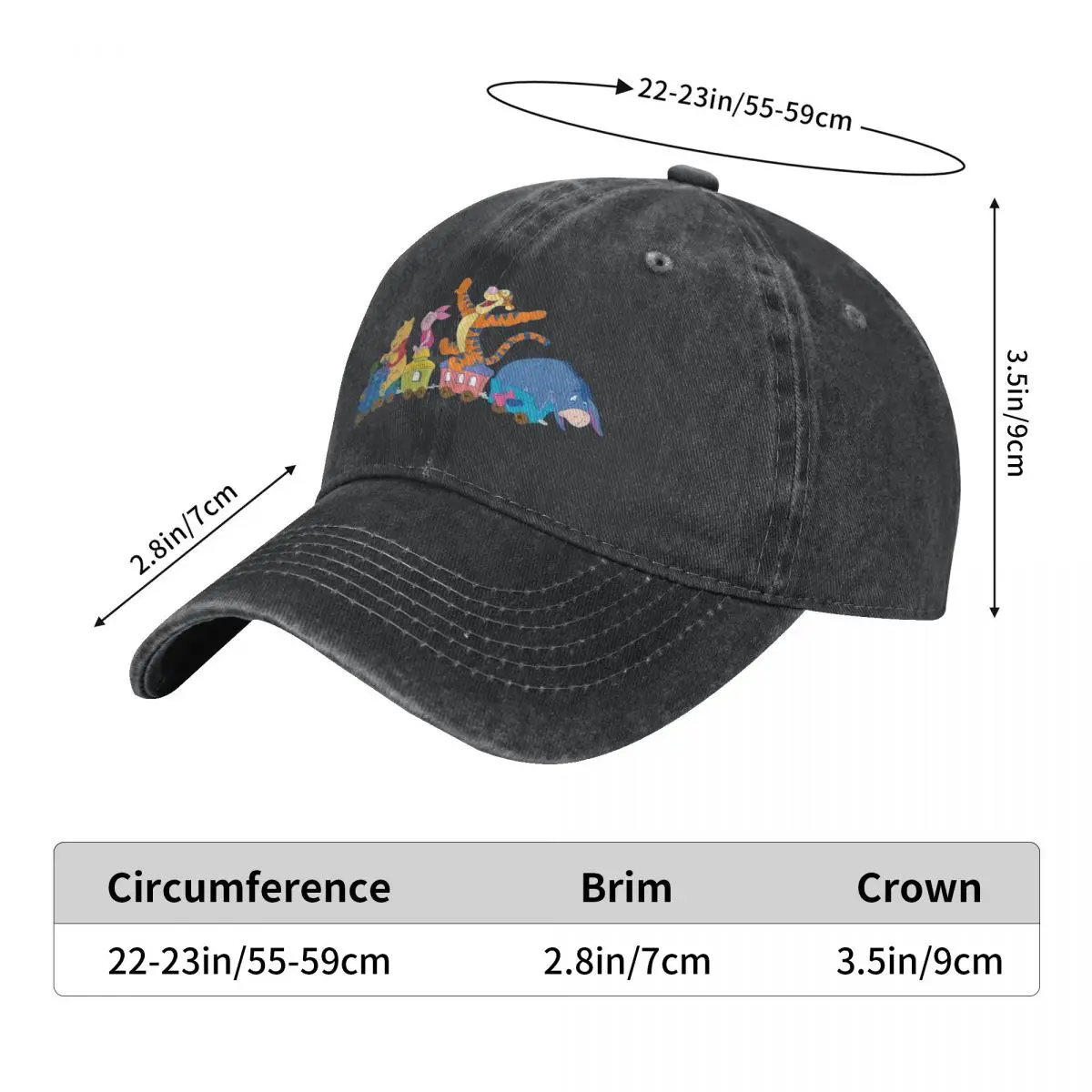 Vintage Funny Winnie The Pooh Cartoon Characters Baseball Caps Distressed Denim Washed Snapback Cap All Seasons Travel Hats Cap image 3
