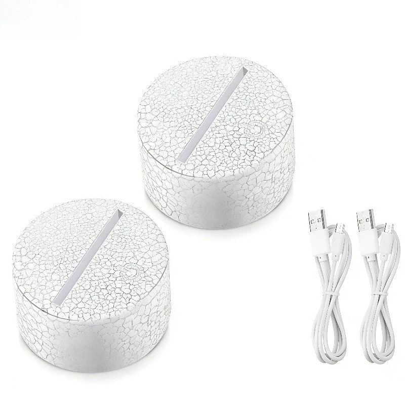3D LED Base - USB powered light holder, touch-sensitive crackle pattern with seven colors, suitable for Halloween and Christmas