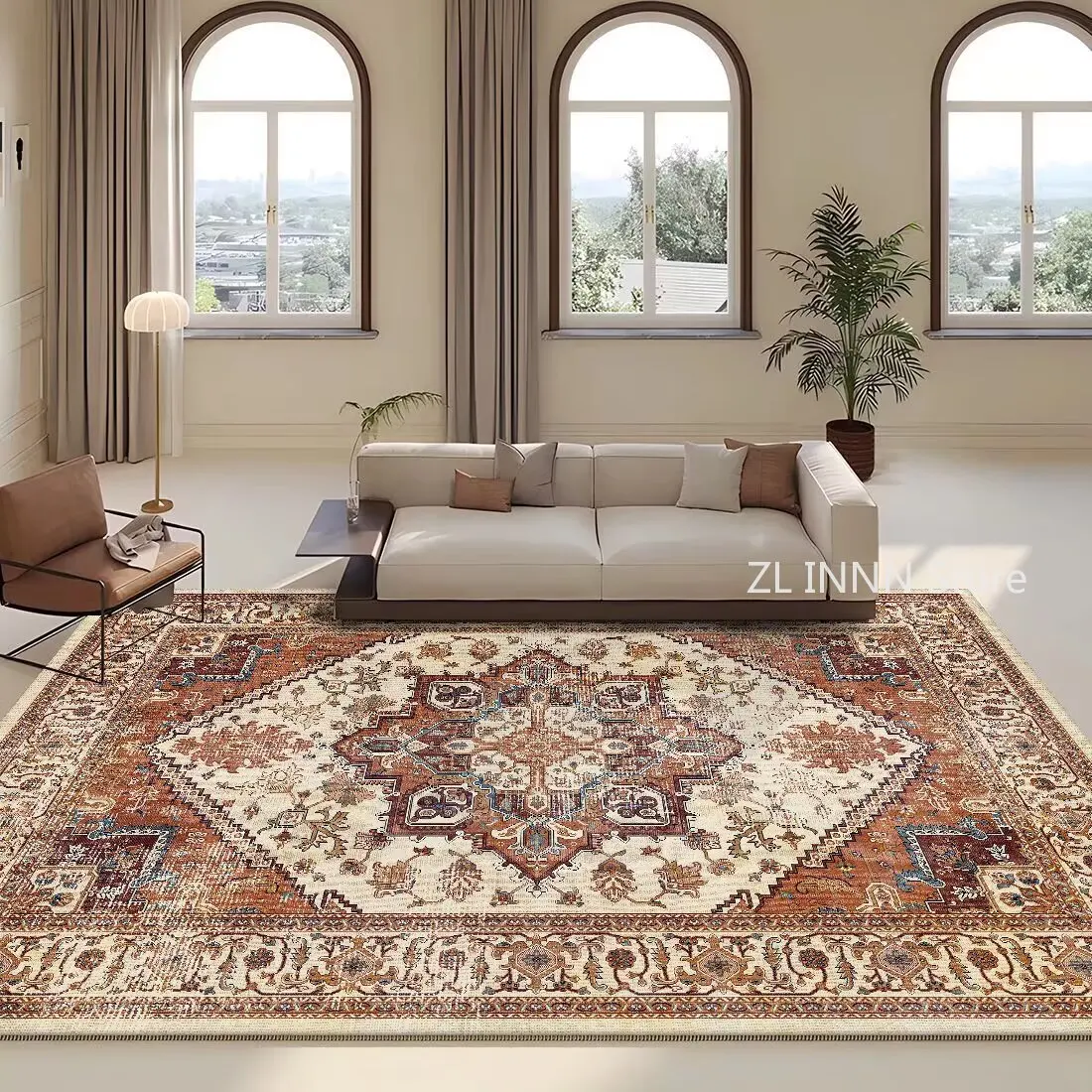 

Persian Retro Carpet Living Room Decoration Sofa Area Carpets 200×300 Large Size Non-slip Rugs Home Bedroom Washable Floor Mats