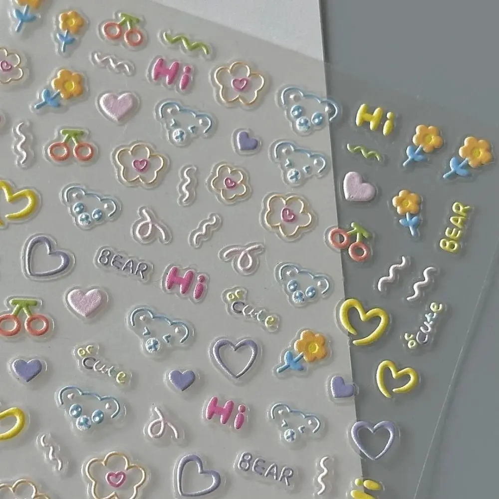 

2025 Cute Nail Sticker Soft Embossed Cartoon Cartoon Stickers Self Adhesive Multifunction Decal Nail Art Sticker