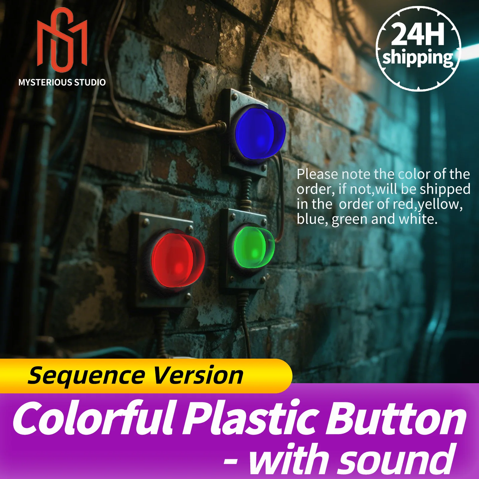 

Mysterious Studios Escape Room Game Mechanics Superb 1987 GY Colored Plastic Buttons Unlocked in Order