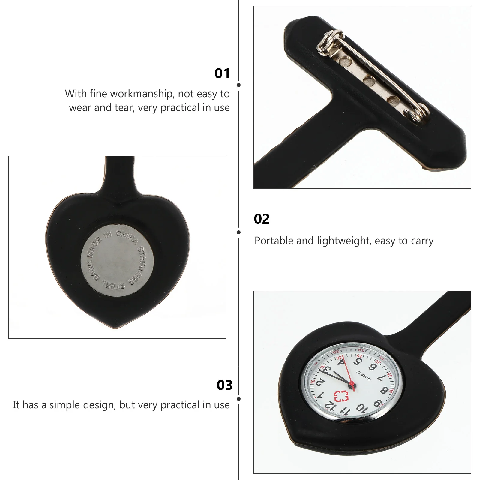 Карманные часы для медсестры с ремешком в форме сердца, пластиковый материал, легкие практичные кварцевые часы для врача и медсестры для студентов