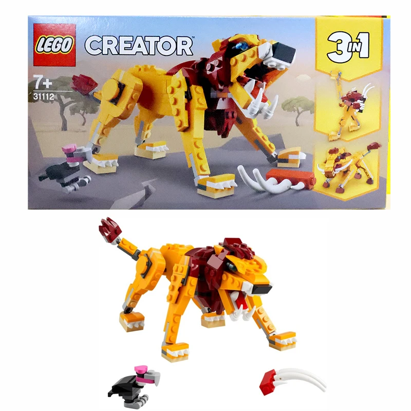 LEGO 31112 Creator 3 in 1 Wild Lion, Ostrich, Warthog, Animal Figurines Toy for Children from