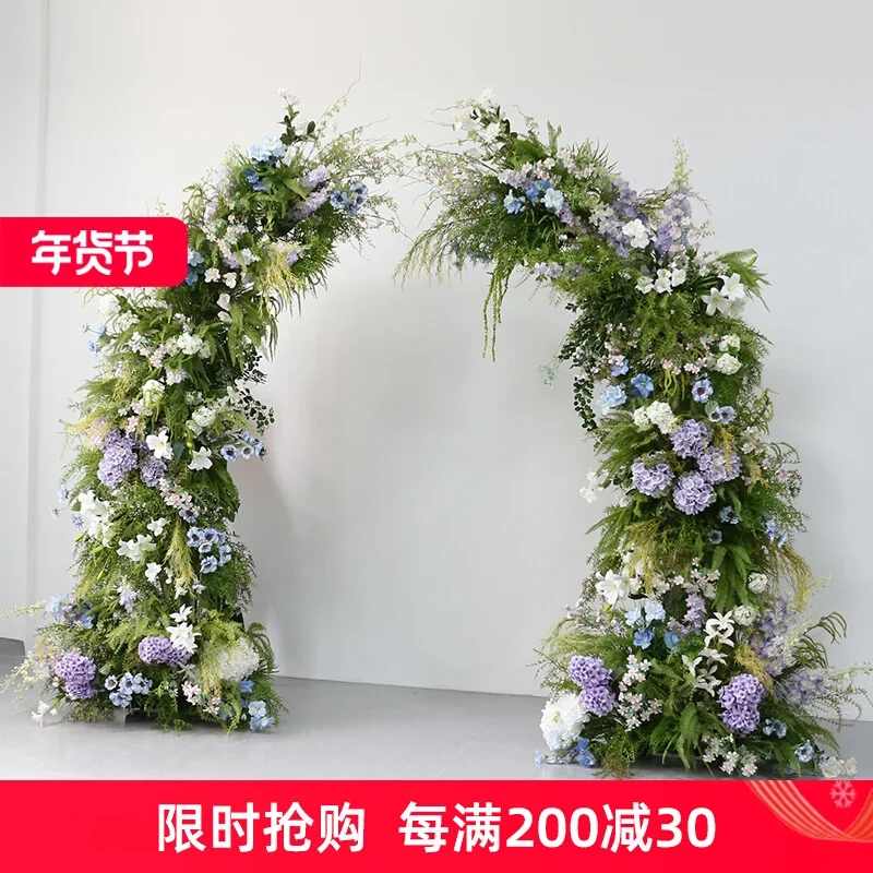 Large flower stand arch floral landscaping simulation green plant waterfall flower window storefront Internet celebrity photo