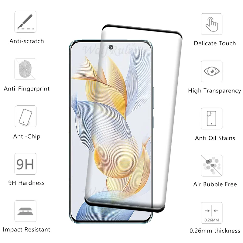 4PCS For Honor 90 Glass Honor 90 Tempered Glass Protective 9H HD Full Cover Curved For Screen Protector Huawei Honor 90 Honor90