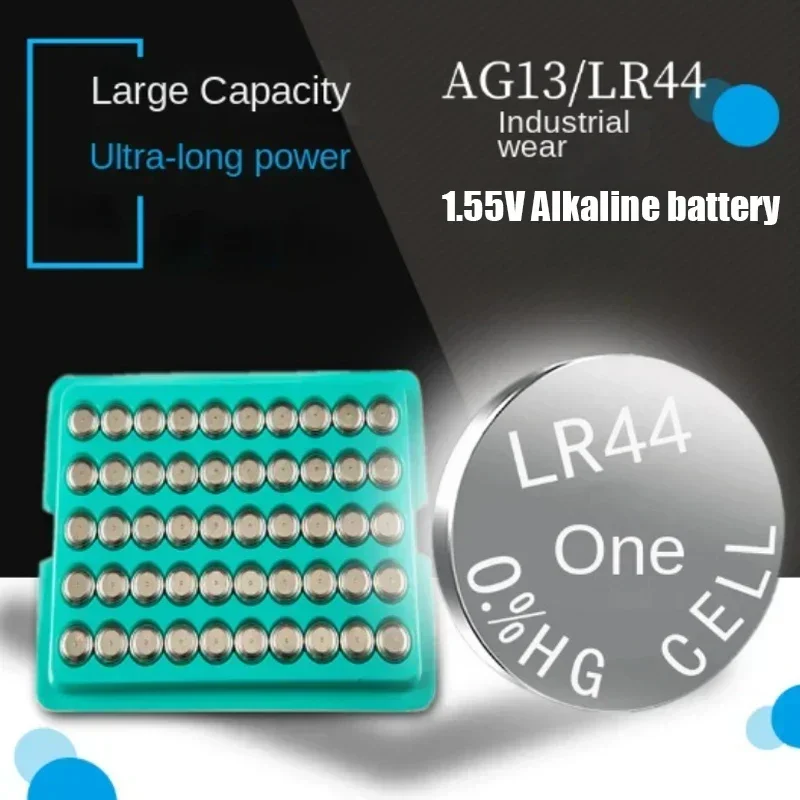 1.55V alkaline battery AG13 LR44 A76 357 357A LR1154 SR1154 SR44 suitable for calculator car key watch remote control watch