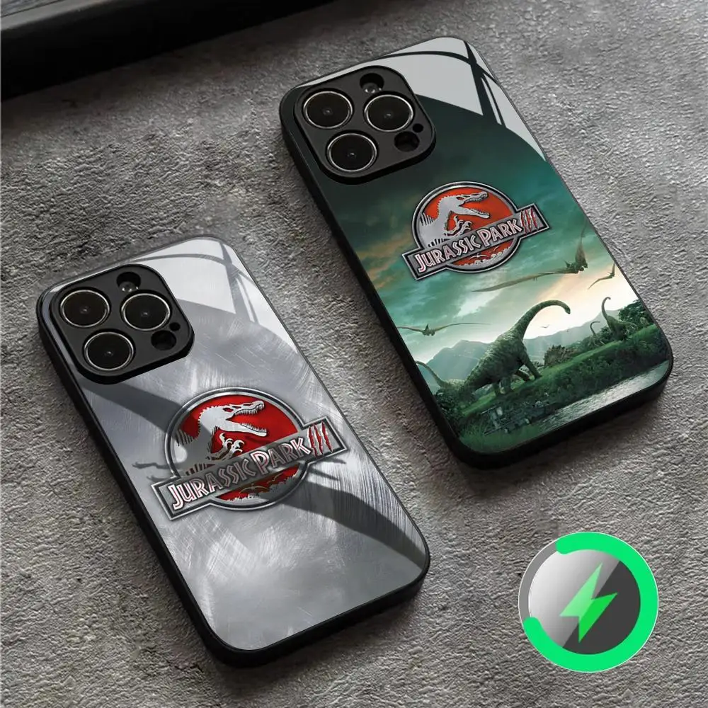 Jurassic Park Phone Case For Iphone 16 15 14 12 11 13 Pro Max Mini X Xr Xs Se 8 7 Puls Magnetic Attraction Glass