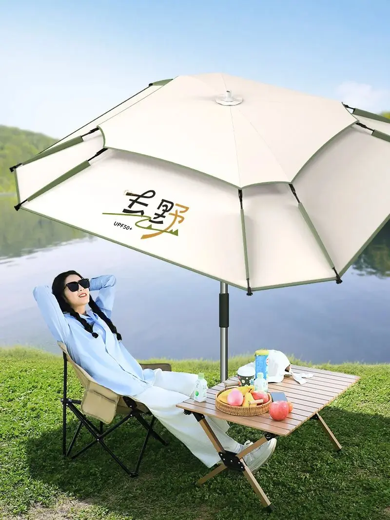 UPF50+ Schwarzer Klebstoff-Angelschirm | 360 ° Verstellbarer Sonnenschutz, Tragbarer Faltbarer Outdoor-Sonnenschirm mit Tragetasche – Detail 3