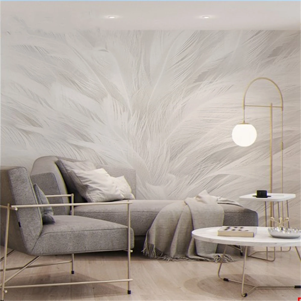 papel de parede wallpapers home decor wallpapers for living room sofa television background Colored feathers wallpaper stickers