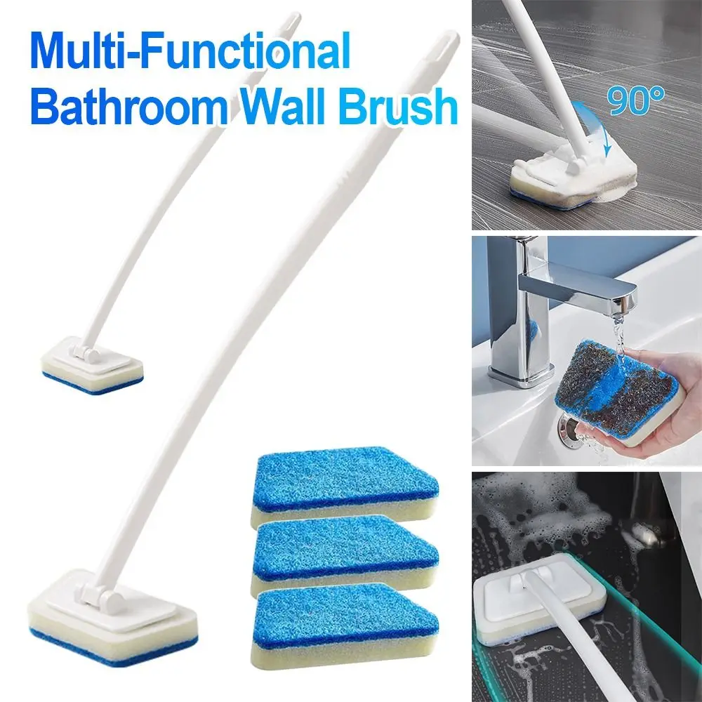 Multi-Functional Bathroom Wall Brush Long Handle Removable Household Floor Bathtub Brushes Ceramic Tile Sponge Cleaning Brush