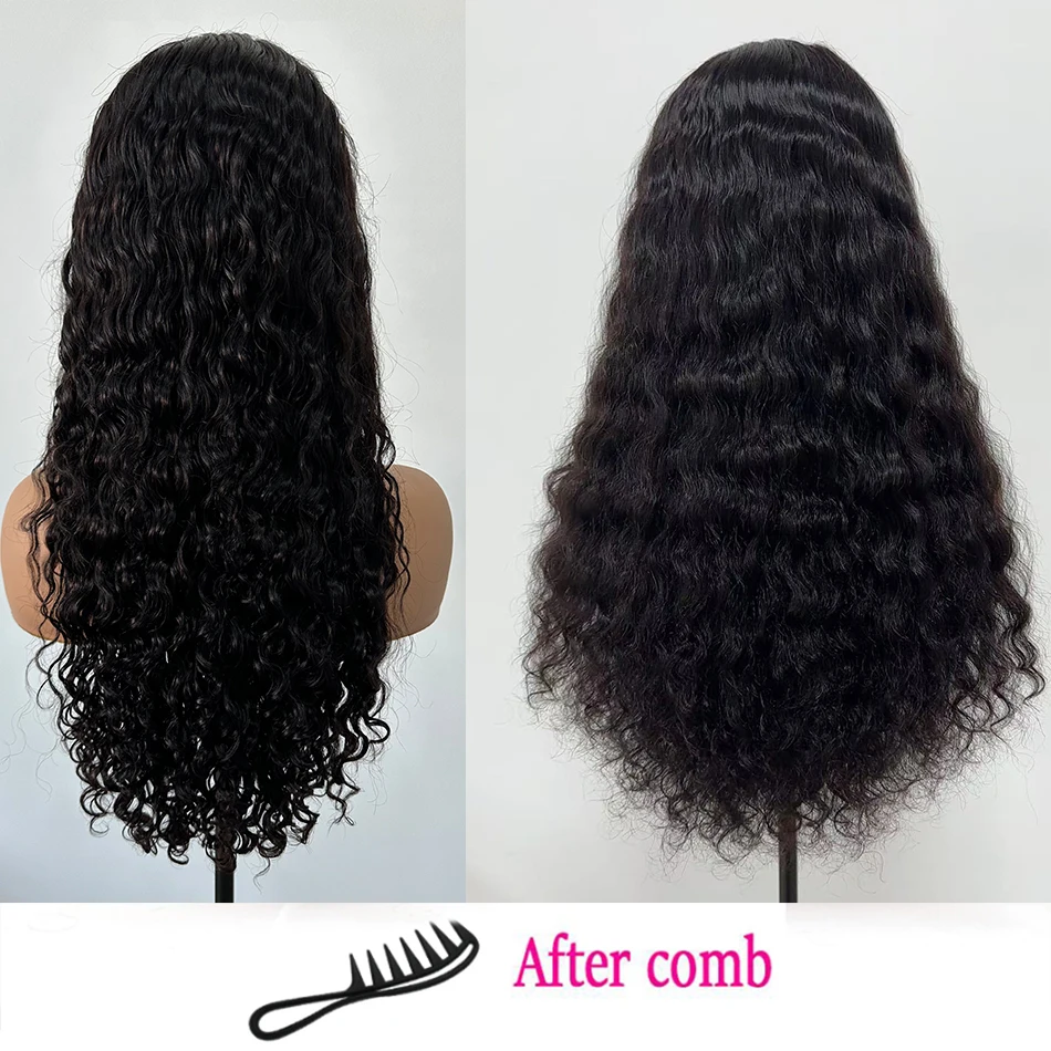100% Human Hair Wet And Wavy HD Lace Frontal Wigs 250 Density Pull And Go Deep Curly Wave 13x4 HD Lace Frontal Drawstring Wigs