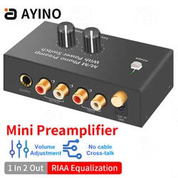 Ayino mini audio phono preamp für Plattenspieler phonograph vorverstärker stereo audio hifi mit kopfhörer verstärker rca 1/4 