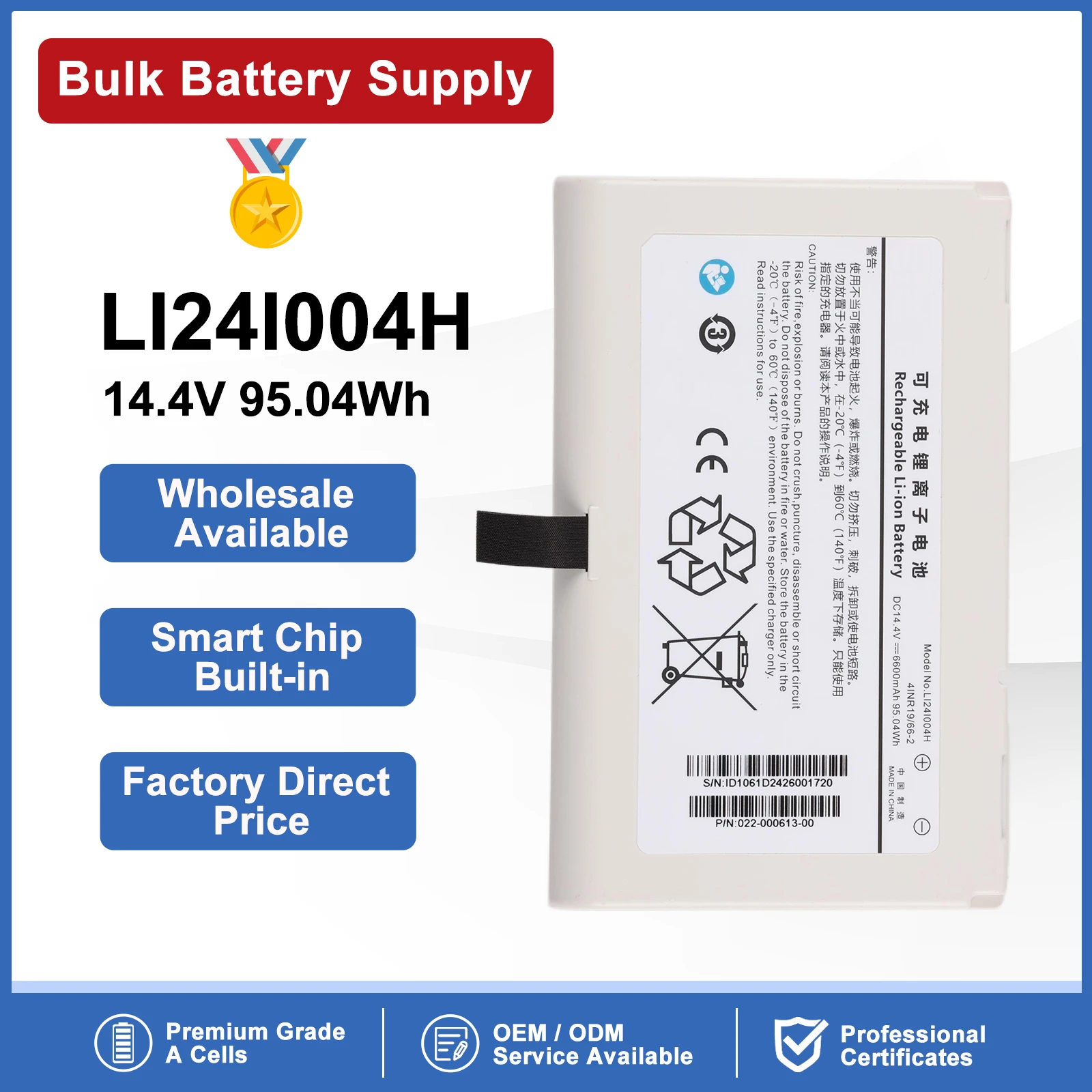 ETESBAY LI24I001H LI24I004H Battery For Mindray uMED20 Defibrillator / Monitor SV60 SV70 ME7 Consona N9 Ventilator
