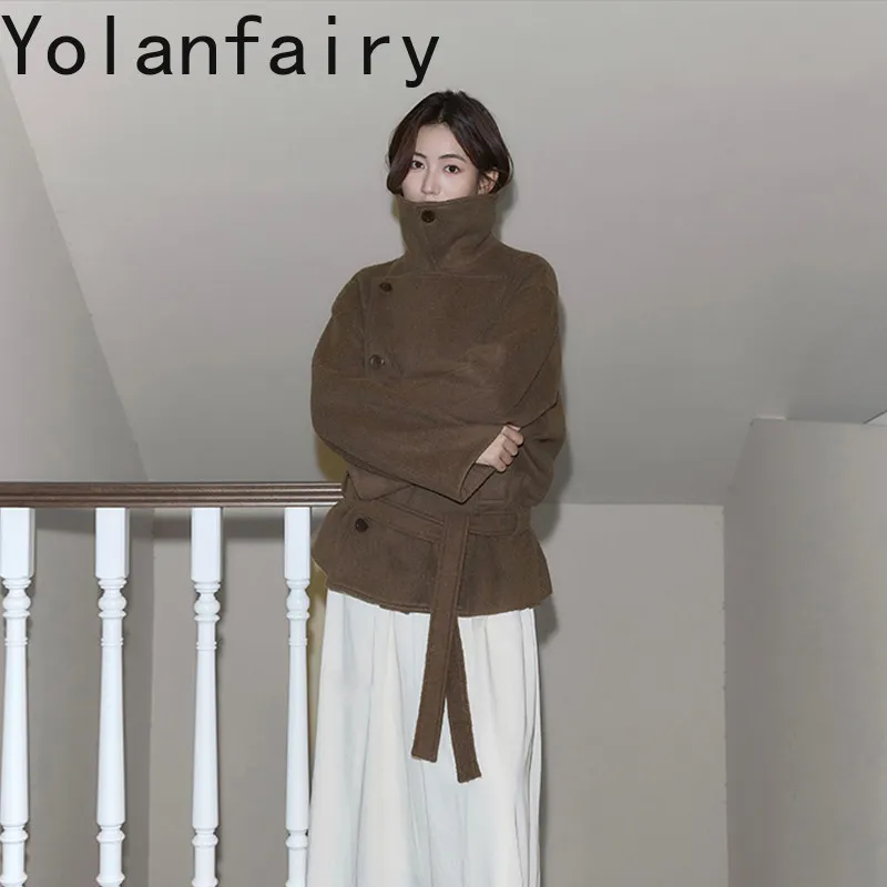 YOLANFAIRY 83% Wool 17% Alpaca Wool Coats for Woman Winter Clothes 2026 Luxury Oversized Soft Woolen Jacket Korean Outerwear