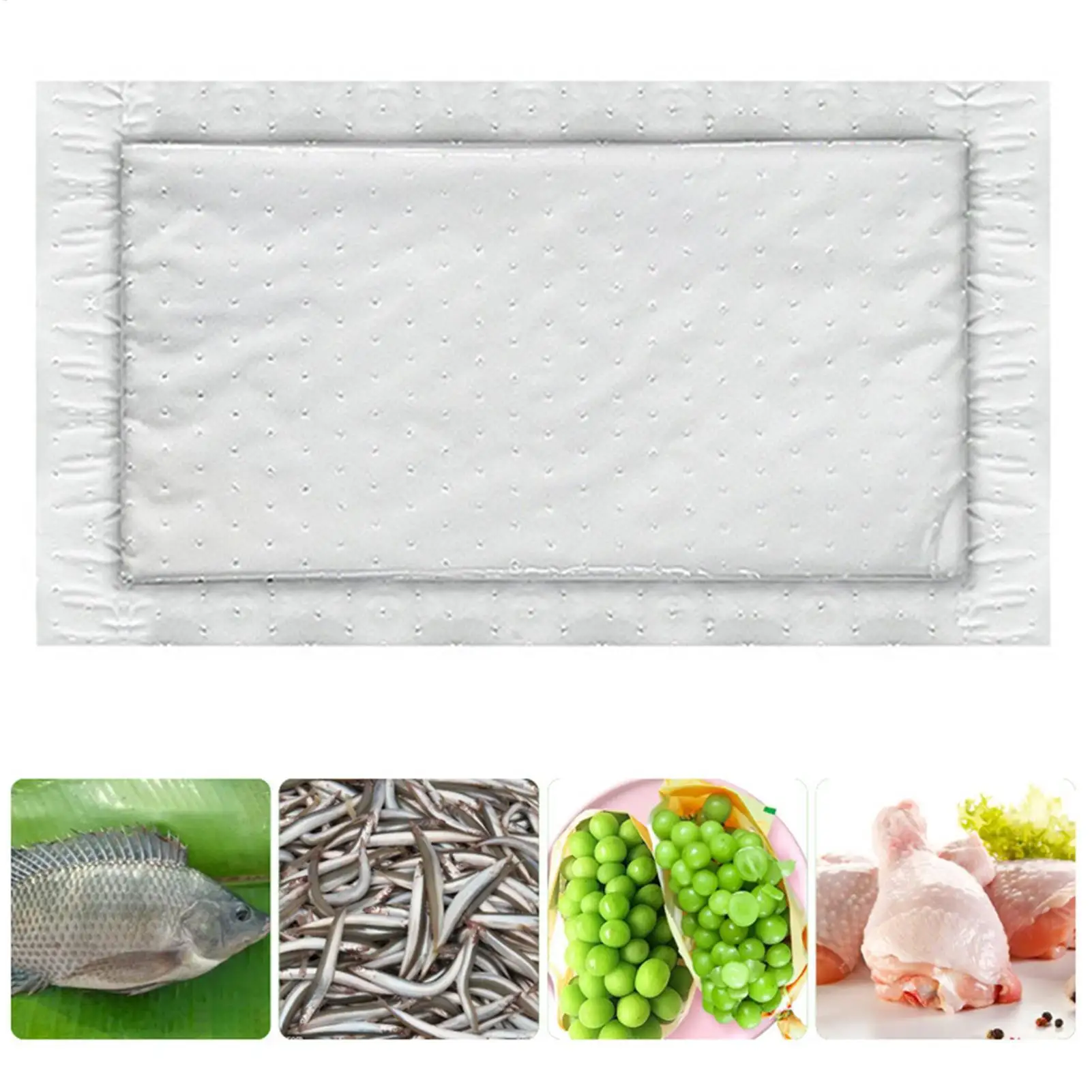 100PCS Food Safe Absorbent Pads Hygienic Dri-Lock Sheets Kitchen Supplies for Keeping Packaging Dry Clean Produce Packaging