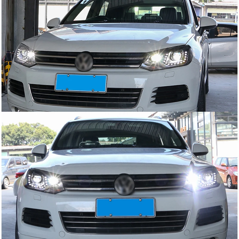 For VW Touareg LED Headlight 2011 2012 2013 2014 2015 Touareg LED DRL Hid Option Head Lamp Angel Eye Bi Xenon Beam Accessories