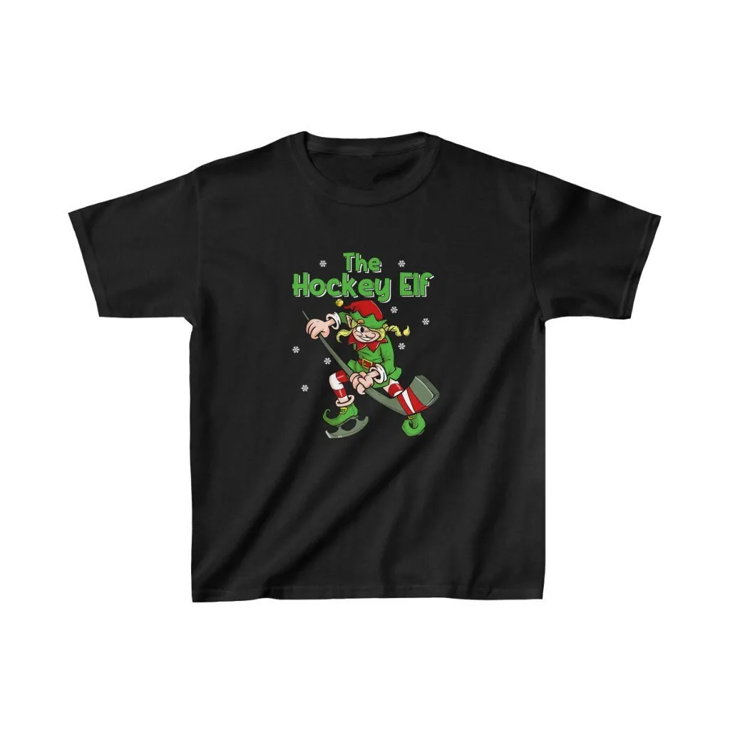 Female Hockey Elf T Shirt For Girls Kids Ice Player Christmas Lover Youth Her