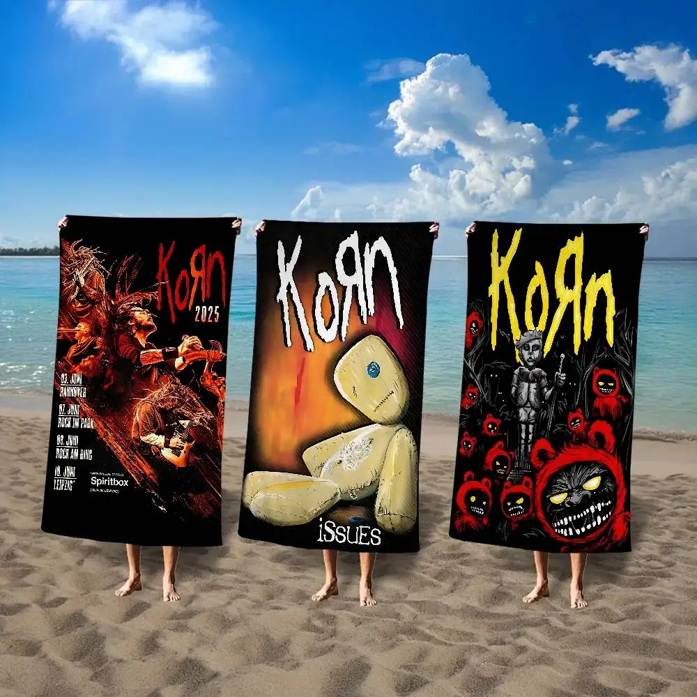 K-korn-Rock Band Music Microfiber Printed Beach Towel Mountain Climbing Yoga Beach Swimming Running Absorbent Soft Towel