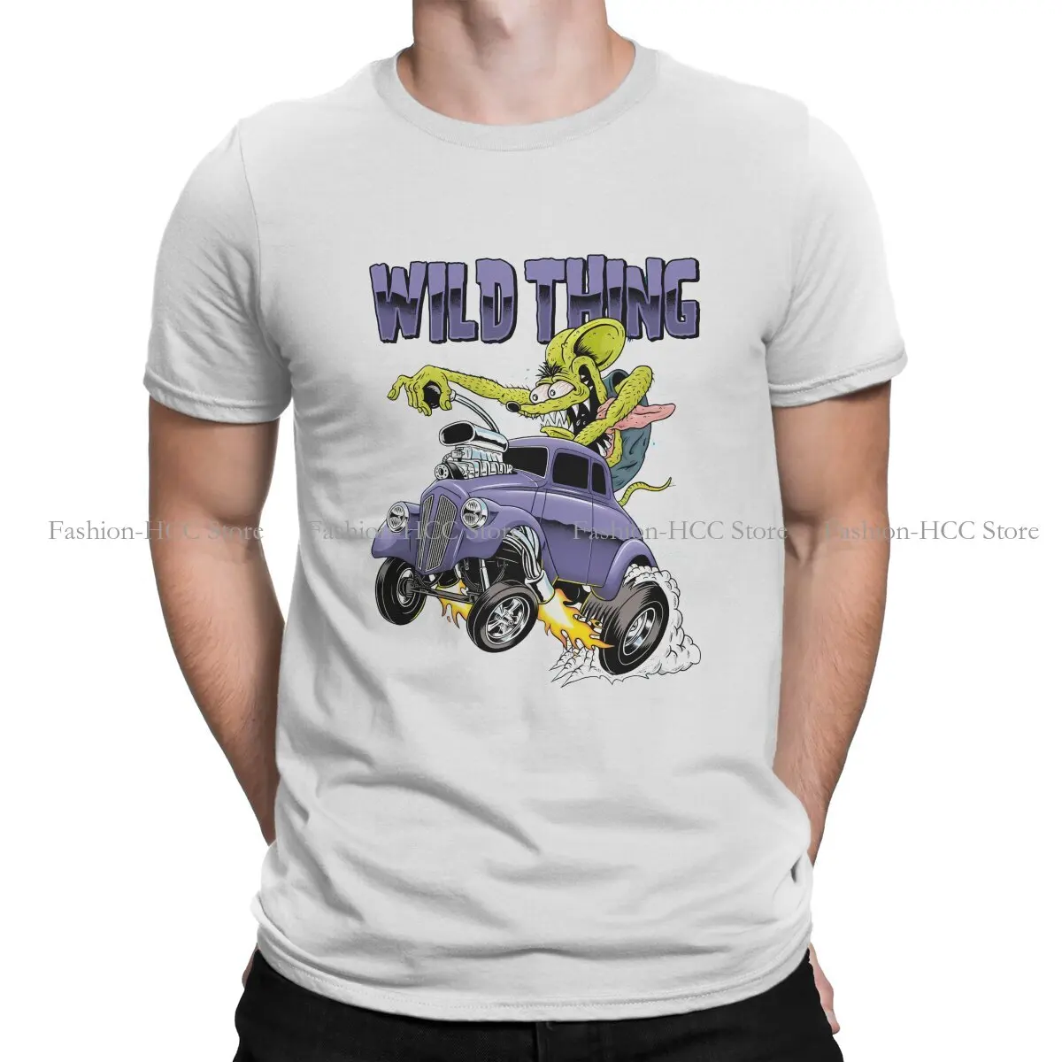 

Rat Fink Polyester TShirts Wild Thing Print Men's T Shirt Funny Clothing