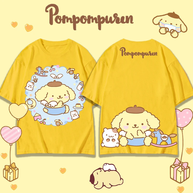 Sanrio Pudding Dog Short Sleeve T-shirt for Women Summer Pure Cotton Instagram Versatile Oversize Lazy Style Clothes for Girls