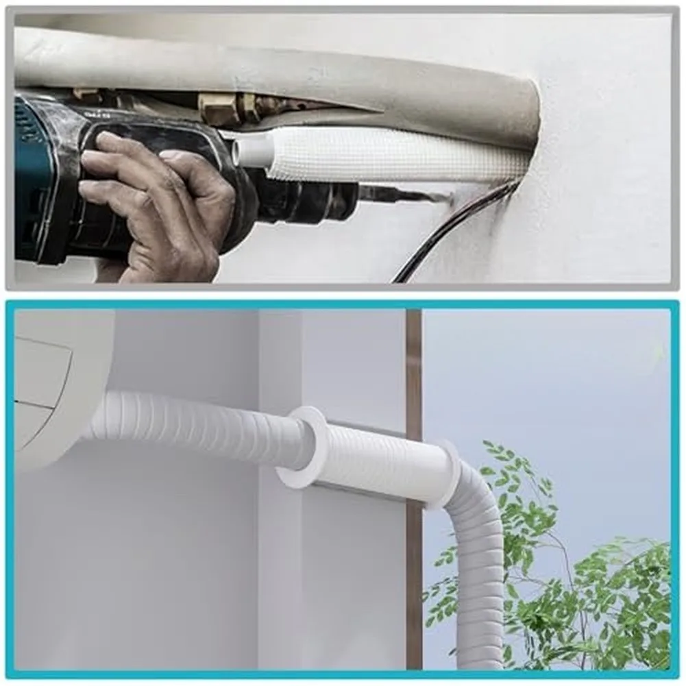 For Air Conditioner Through-Wall Pipe Sleeve 20.6cm White Plastic Hole Cover Kit For Split AC Pipes Wires And Hoses