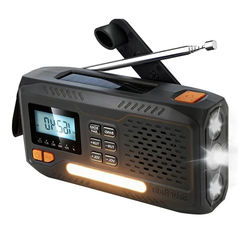 2026 New-AM/FM Portable Solar Hand Crank NOAA Weather Radio With Flashlight Emergency Functionality For Home& Outdoor Survival