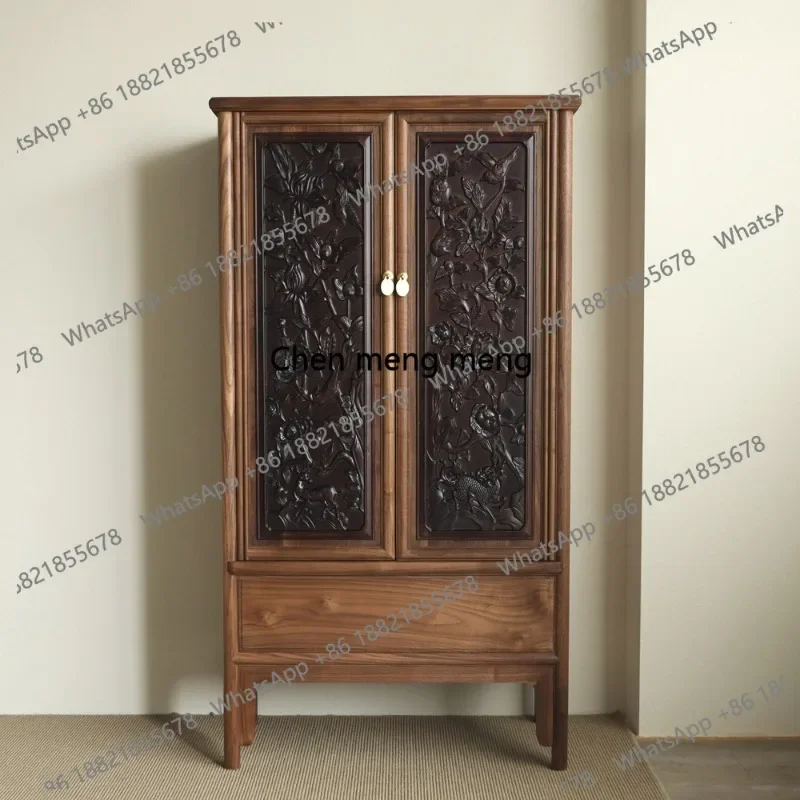 

Type carved cabinet Ming type rounded corner cabinet Solid wood black walnut stand, tea room furniture