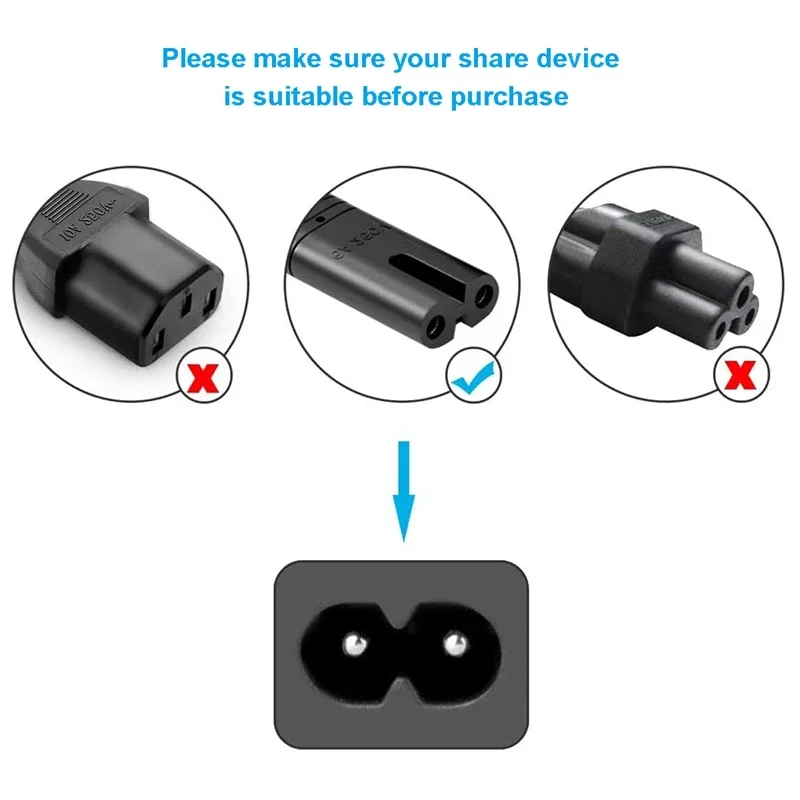 EU Power Cable 2 Porng Extension Cord C7 Figure 8 Euro Power Cord For Samsung LG Sony TV Monitor Power Supply PS3 XBox Charger