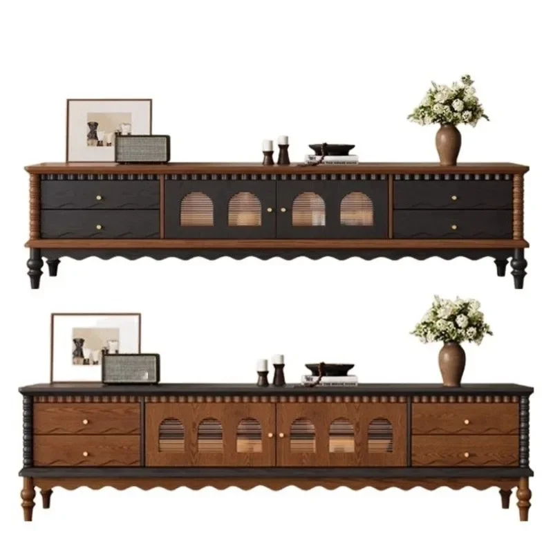 OEMRetro solid wood TV cabinet, living room home storage locker, antique small apartment coffee table TV cabinet combination