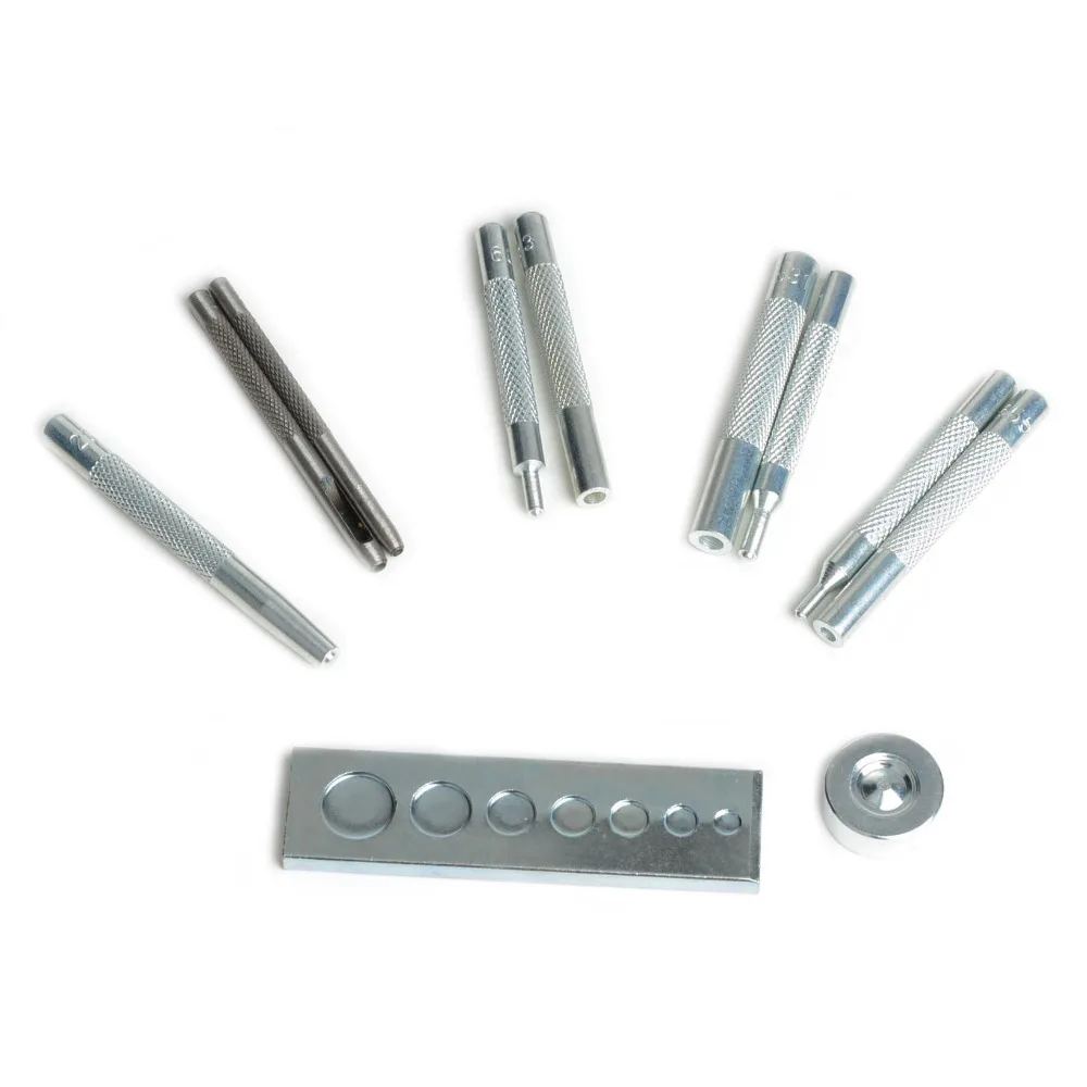 

Leather Craft Tool Die Hole Punch, Snap Fastener Installation Kit, Rivet Setter Base Set for DIY Leathercraft, 11Pcs per Set