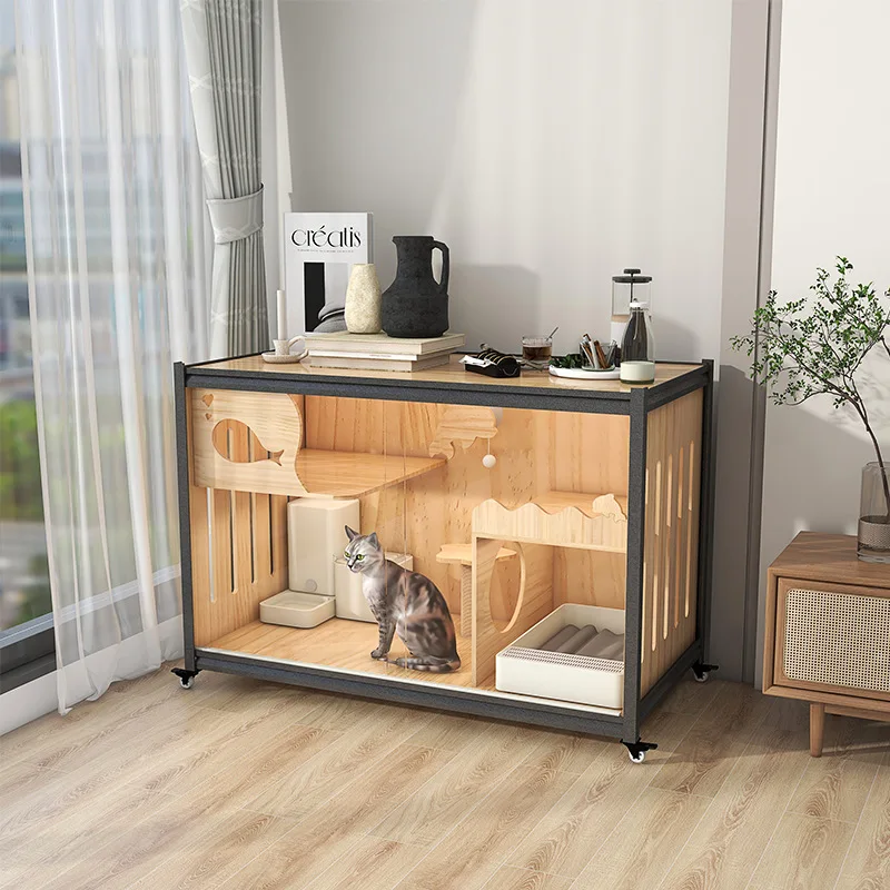 SMOL new solid wood cabinet type cat climbing frame luxury cat villa super large space indoor cat cabinet display cabinet cat