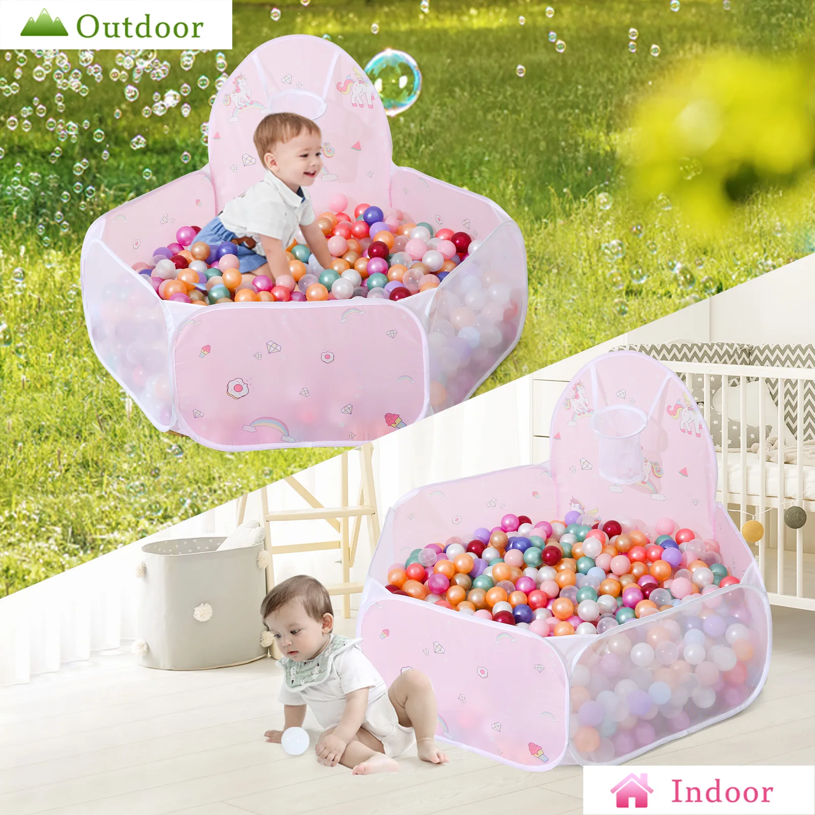 1 Pc Ballenbak Voor Kinderen Pop-Up Ballenbakken Kinderen Spelen Tent Met Basketbal Hoepel En Ritssluiting Opbergtas