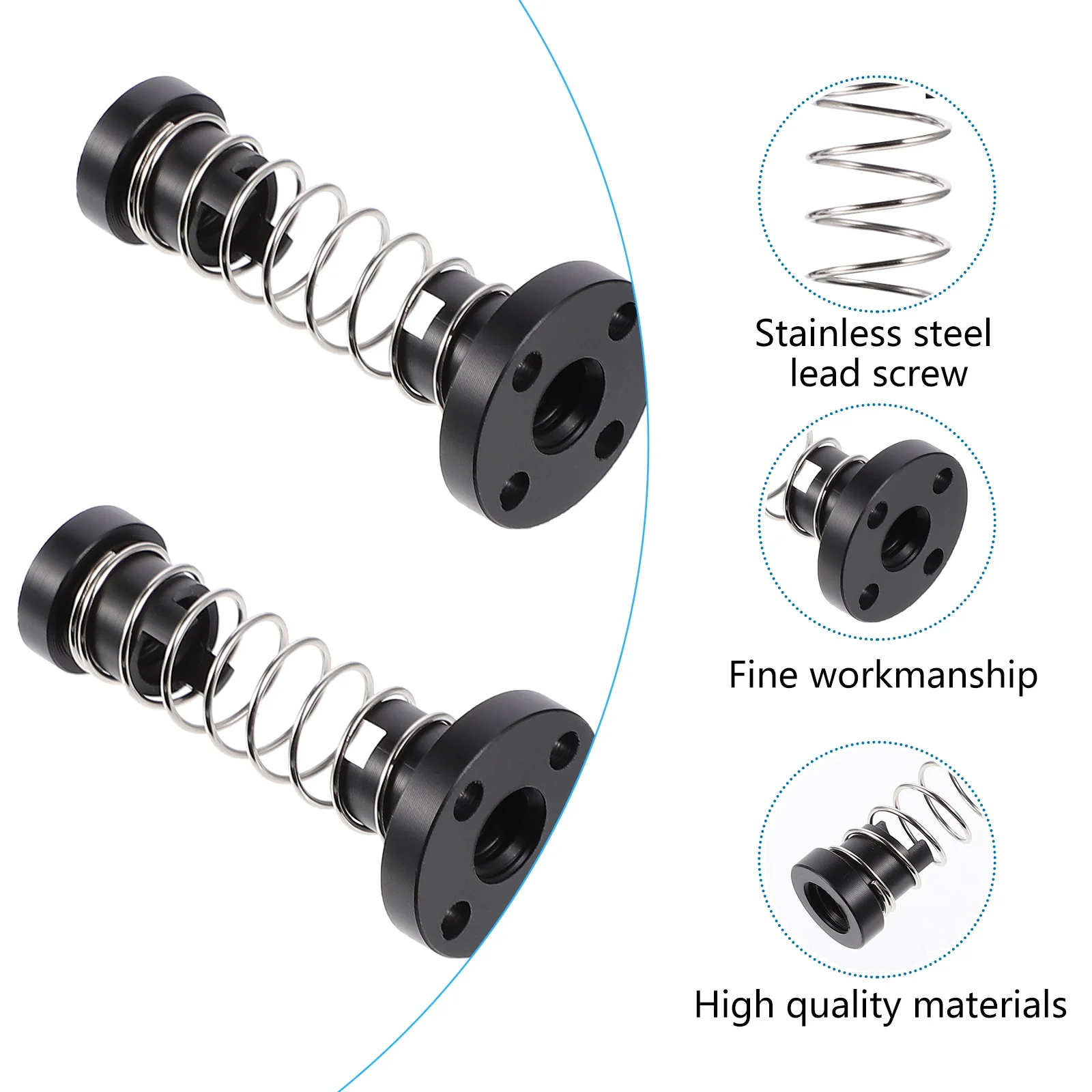 

2pcs Lead Screw 2Mm Stainless Steel 3D Printer Parts High Hardness No Bending Anti Backlash Spring Elimination Gap Nut Pom