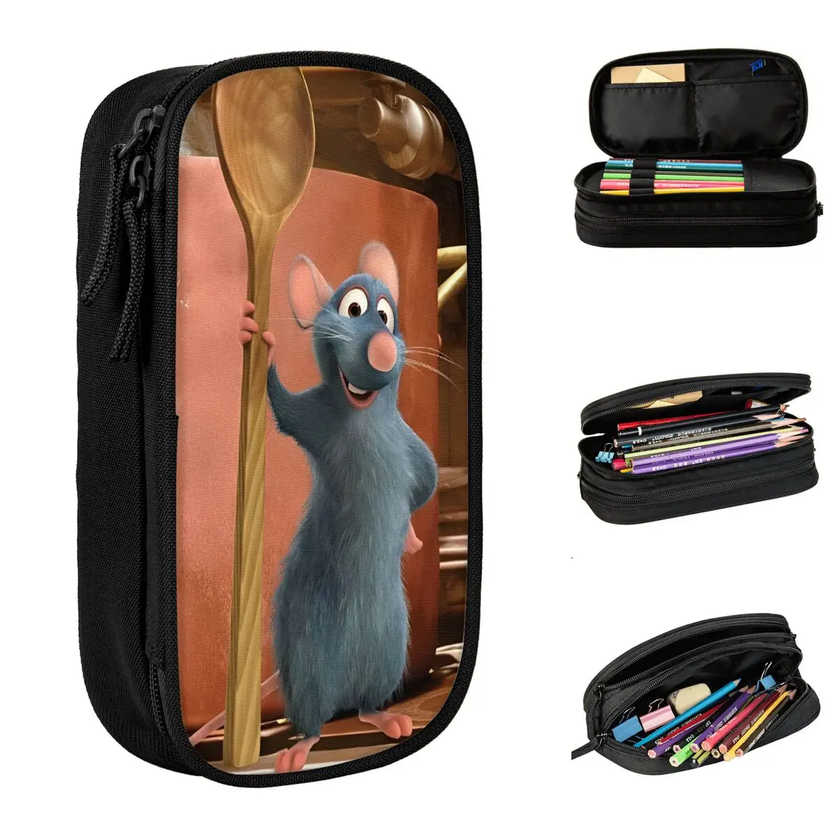 

Cute Ratatouille Pencil Case Big Pencil Pouch Boy Girl Canvas Vintage School Pencil Cases Printed Stationery