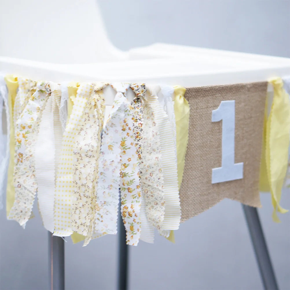 

1Pcs Baby Birthday Banner Cloth 1st Birthday Party Decoration Yellow Digital Printed Pull Flag Baby Shower Photo Backdrop