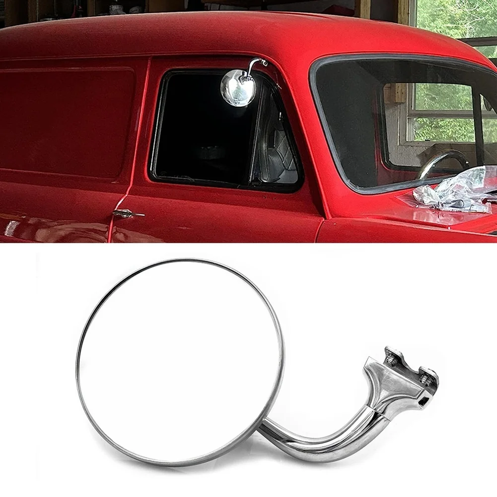 

1pc Vintage Classic Car Silver Round Side Mirror Stainless Steel Retro Front Rear Rearview Mirror Car Reflector Mirror