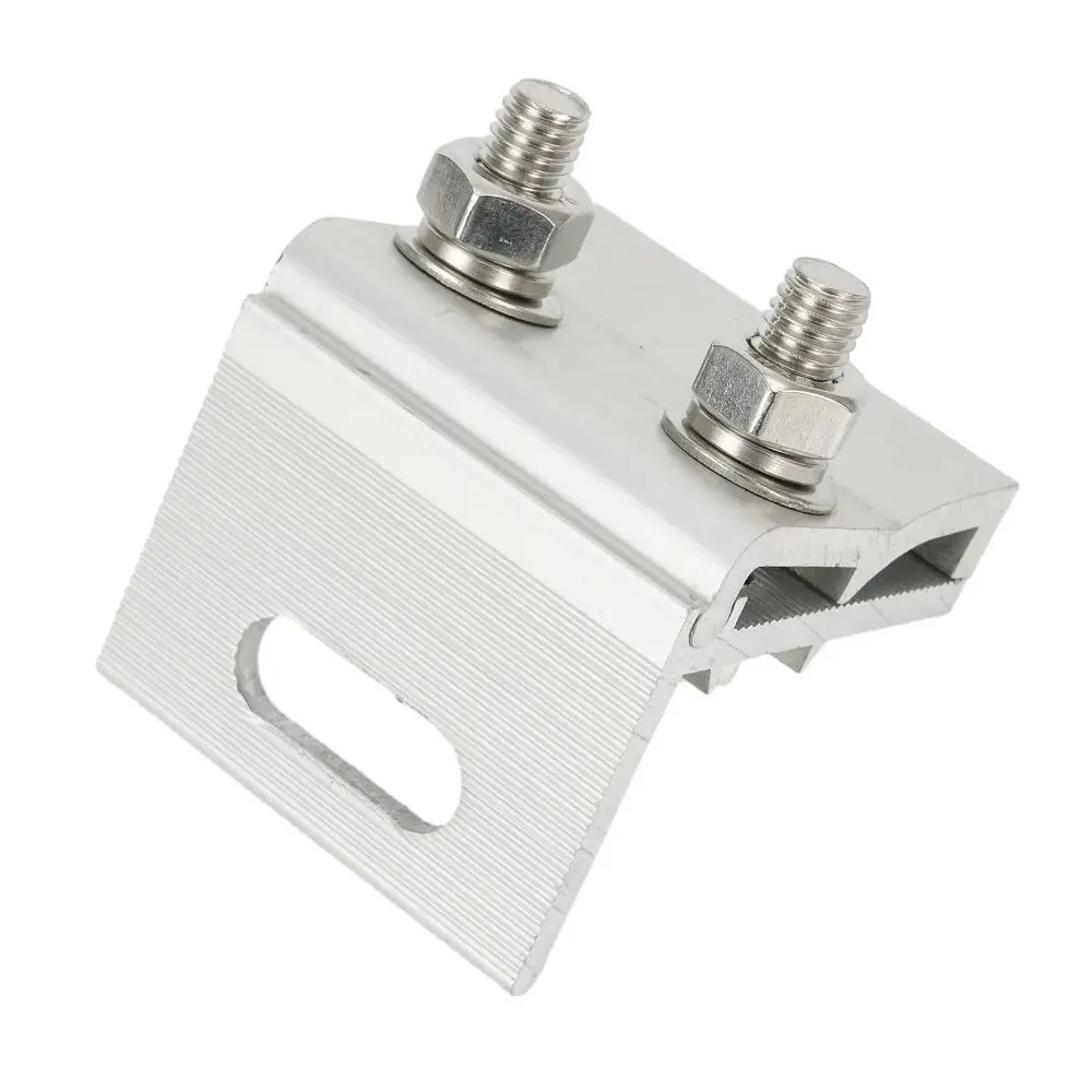 1Pcs Aluminum Alloy Solar Panel Clamp Silver Anodized Standing Seam Clamp Stainless Steel Bolts Serrated Bite Structure