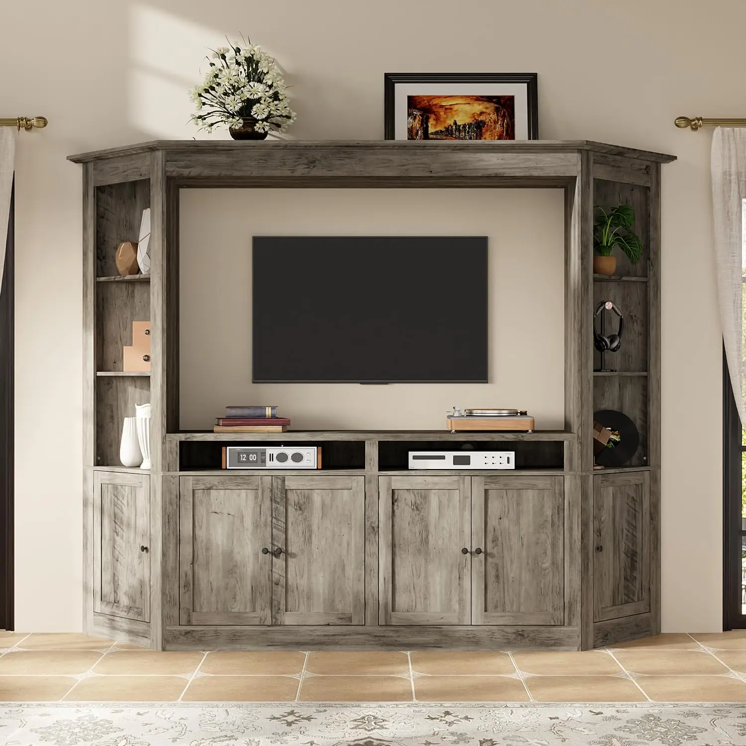 Large TV Stand with Bookshelves for TVs up to 70