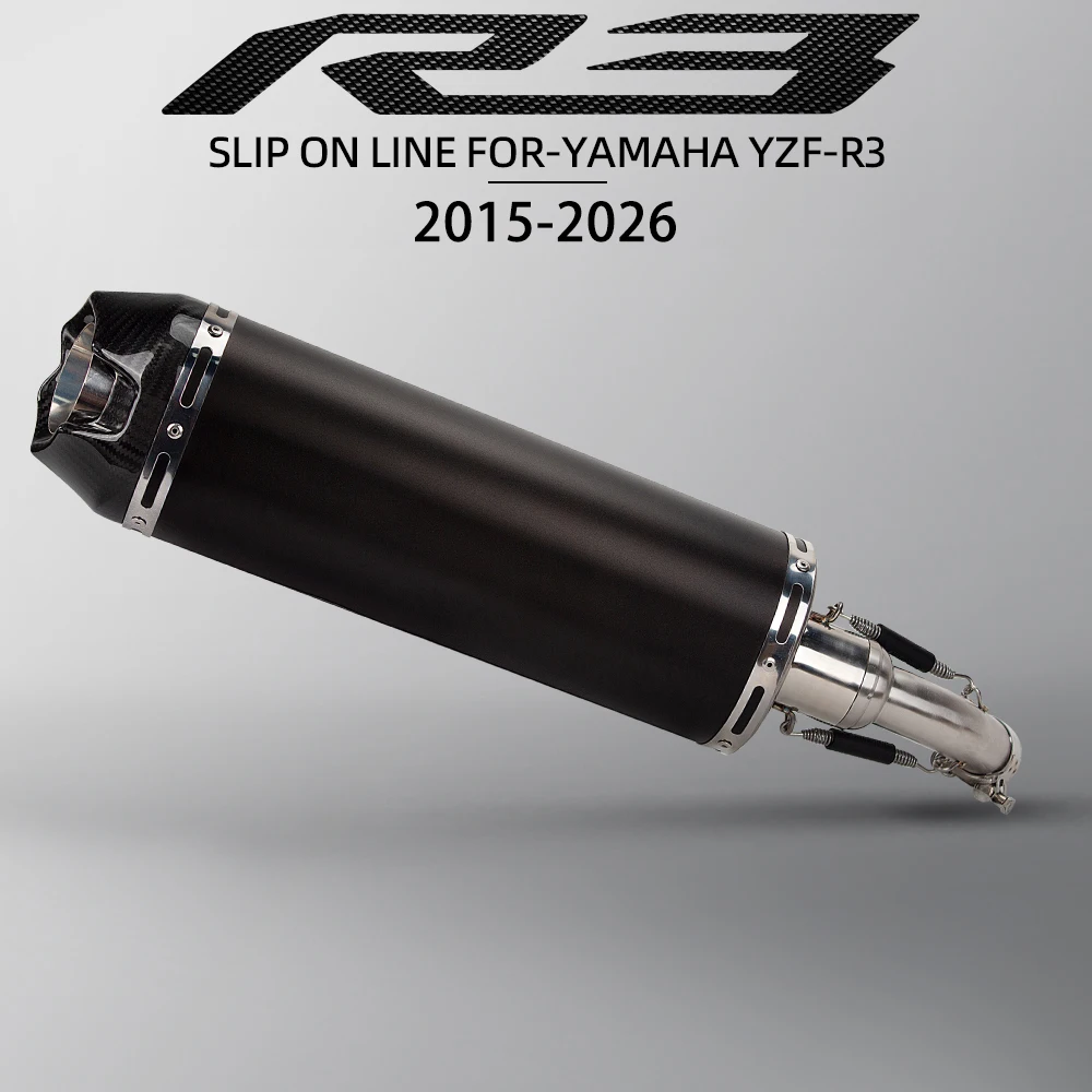 

R3 Exhaust Muffler For Yamaha R25 MT03 MT25 2015-2026 Motorcycle Exhausts Pipe Kit Racing Slip on Line Mid Tail Link Tube