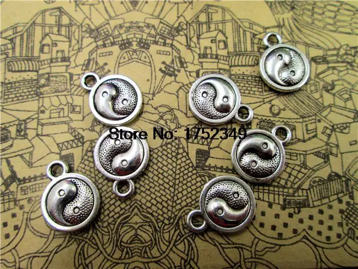 

100PCs - 14*14mm TaiJi YinYang The Eight Diagrams Tibetan Silver Jewelry Making Findings DIY Supplies