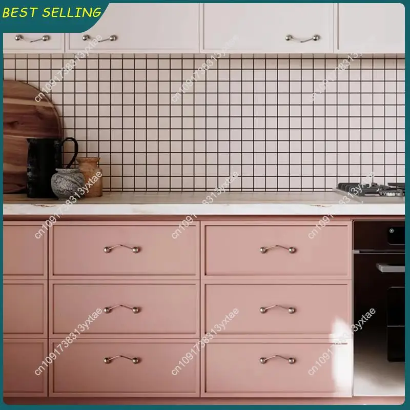 N09R-High-End French Drawer Knobs With Round Ball Dresser Handles Solid Brass Design Furniture Handles Silver Bar Pulls