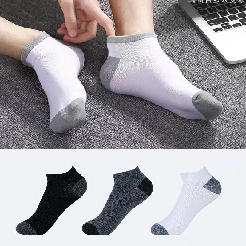 

3 пары новых летних повседневных удобных дышащих носков-невидимок с цветовыми блоками, противоскользящие сетчатые носки, впитывающие пот, мужские носки