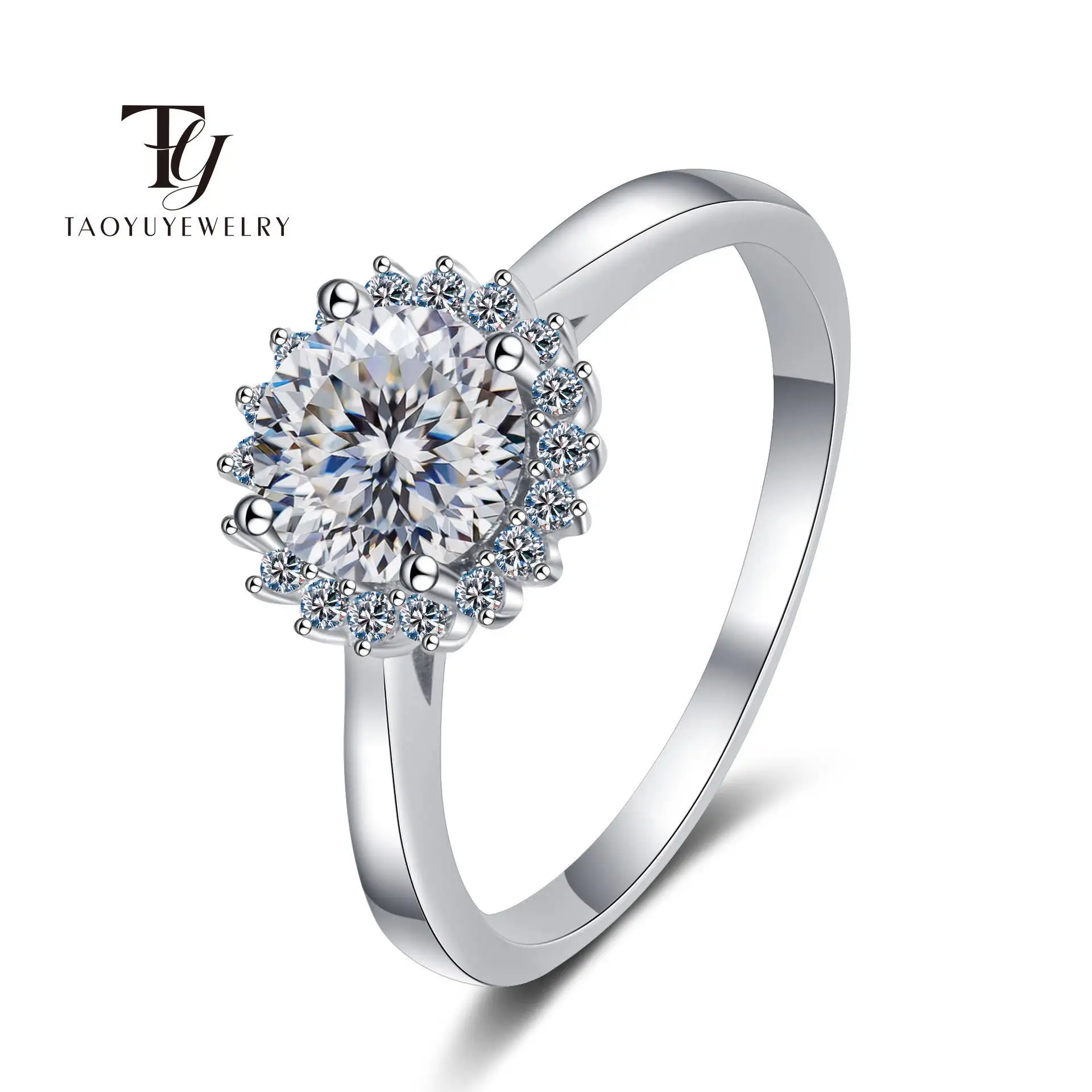 

Classic 1 Carat Moissanite Ring For Women Wedding 100% S925 Sterling Silver Style Fashion Diamond Ring Fine Jewelry Gift