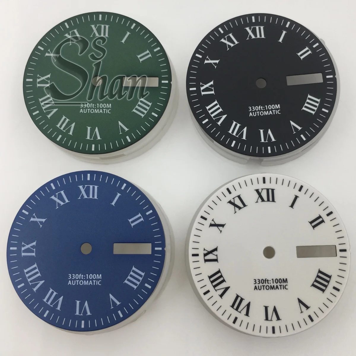 29mm Roman Digital Watch Dial Double Perpetual Calendar Green Luminous Suitable for NH36 Movement to Modify Watch Accessories