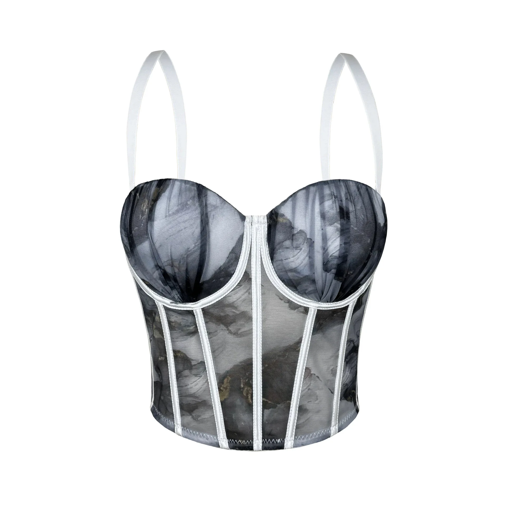 Fishbone Female Corset Top Women Camis Nightclub Short Chest Embroidery Binder Sexy Camisole Mujer Lingerie Tube Bra Debardeur