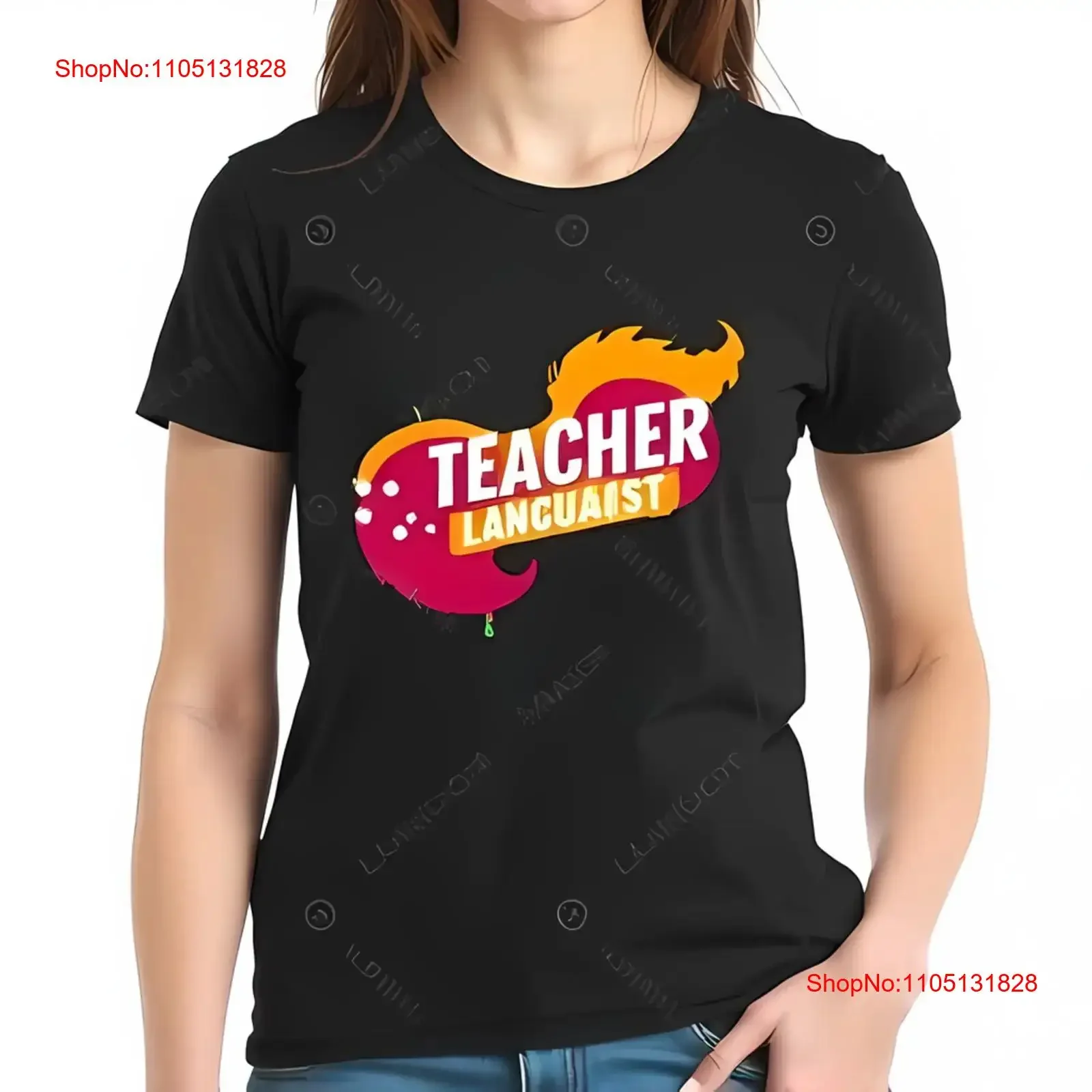 

Vibrant Cotton T Shirt for Teachers 'TEACHER LINGUIST All vintage Washed Breathable Casual Versatile Comfortable homme