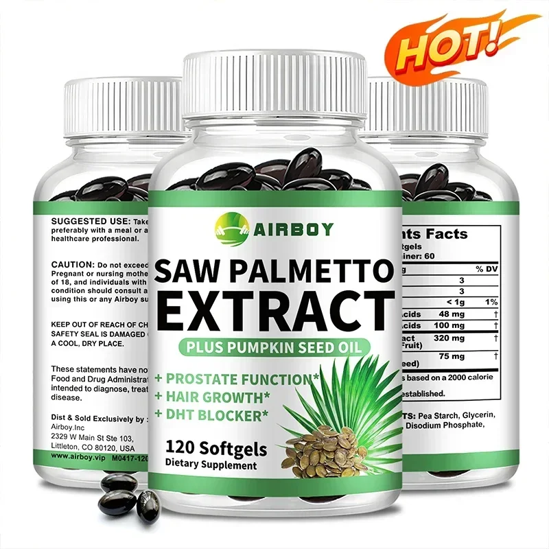 

Saw Palmetto Supplement - Prevents Hair Loss, Urinary Tract Health, Promotes Hair Growth, Prostate Support